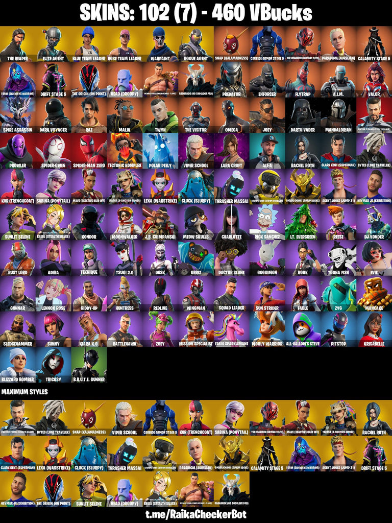 Fortnite Custom Account - 102 Skins | The Reaper | Blue