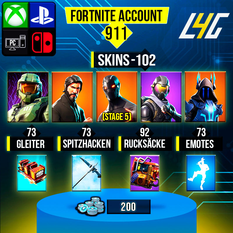 Fortnite Custom Account - 102 Skins | The Reaper | Omega