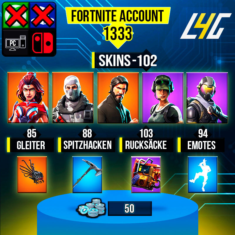 Fortnite Custom Account - 102 Skins | The Reaper | Rogue