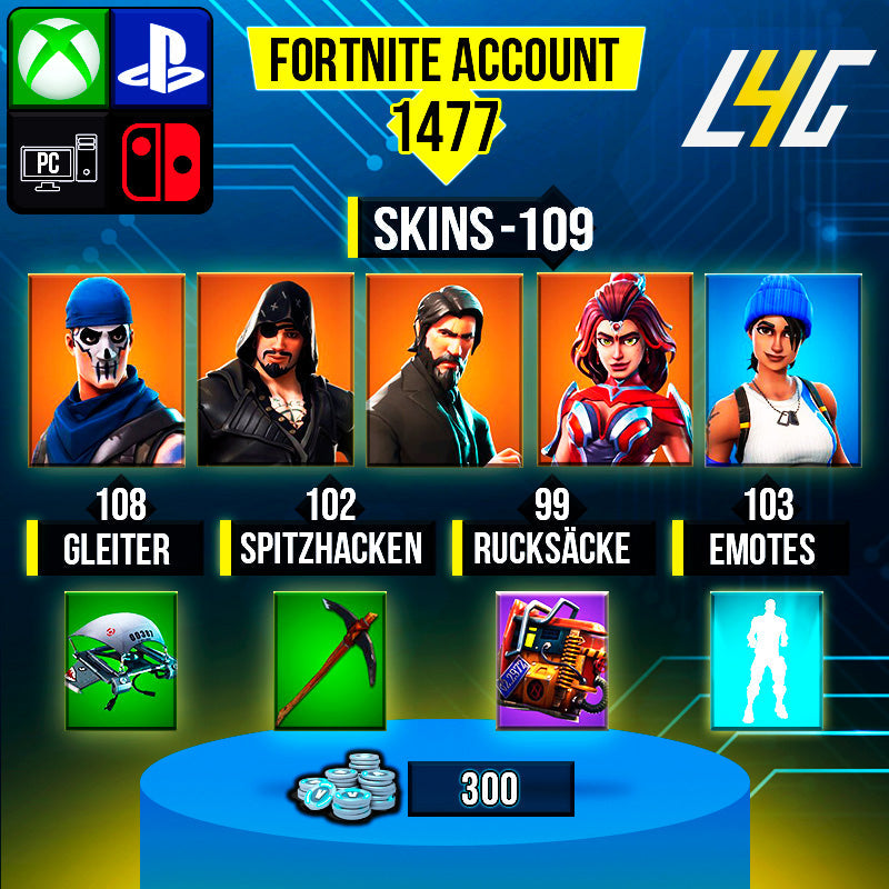 Fortnite Custom Account - 109 Skins | The Reaper | Blue