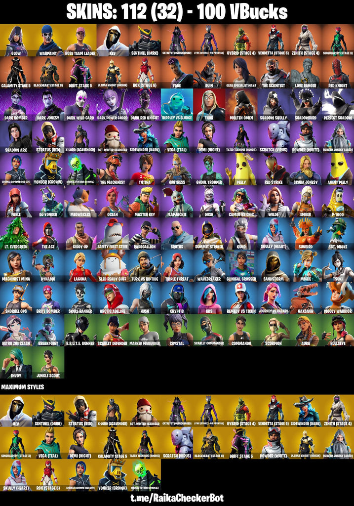 Fortnite Custom Account - 112 Skins | OG STW | Glow