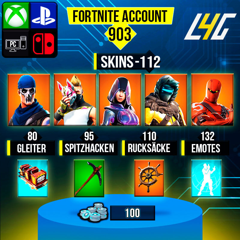 Fortnite Custom Account - 112 Skins | OG STW | Glow