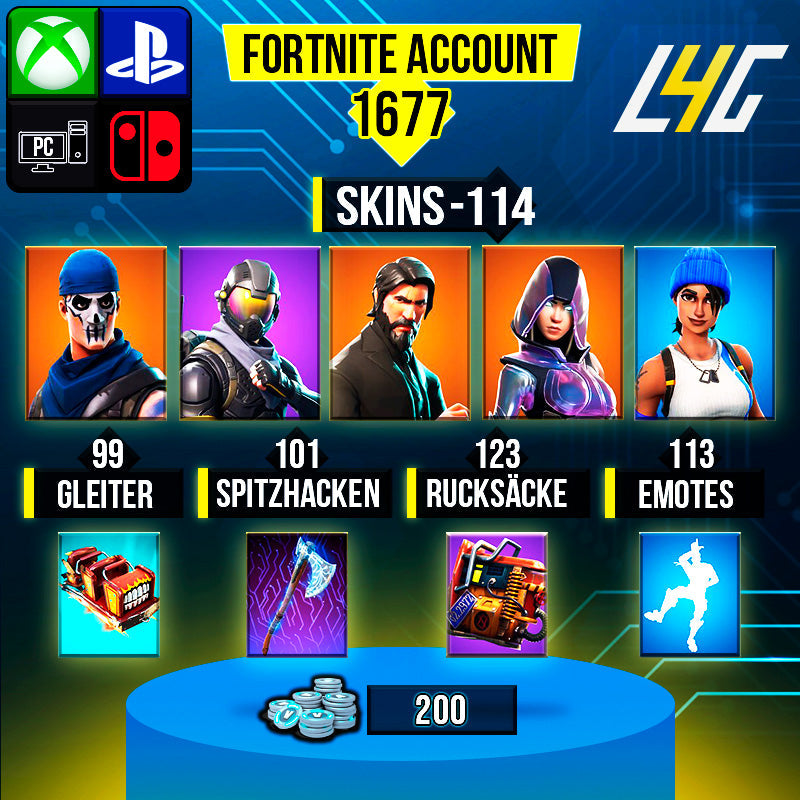 Fortnite Custom Account - 114 Skins | The Reaper | Glow