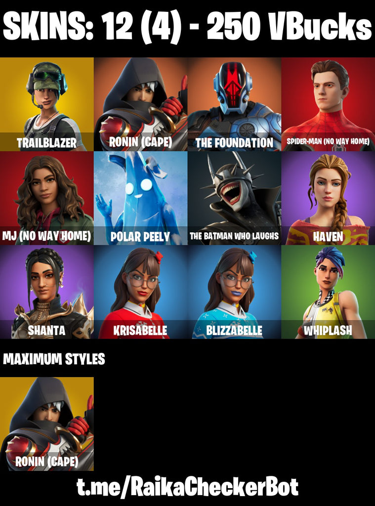 Fortnite Custom Account - 12 Skins | Trailblazer | Ronin