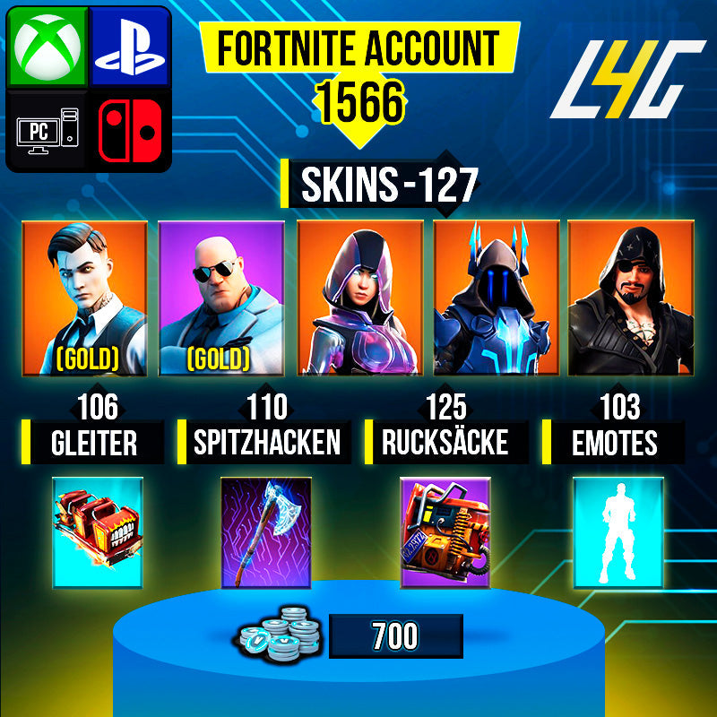 Fortnite Custom Account - 127 Skins | Glow | Gold Brutus