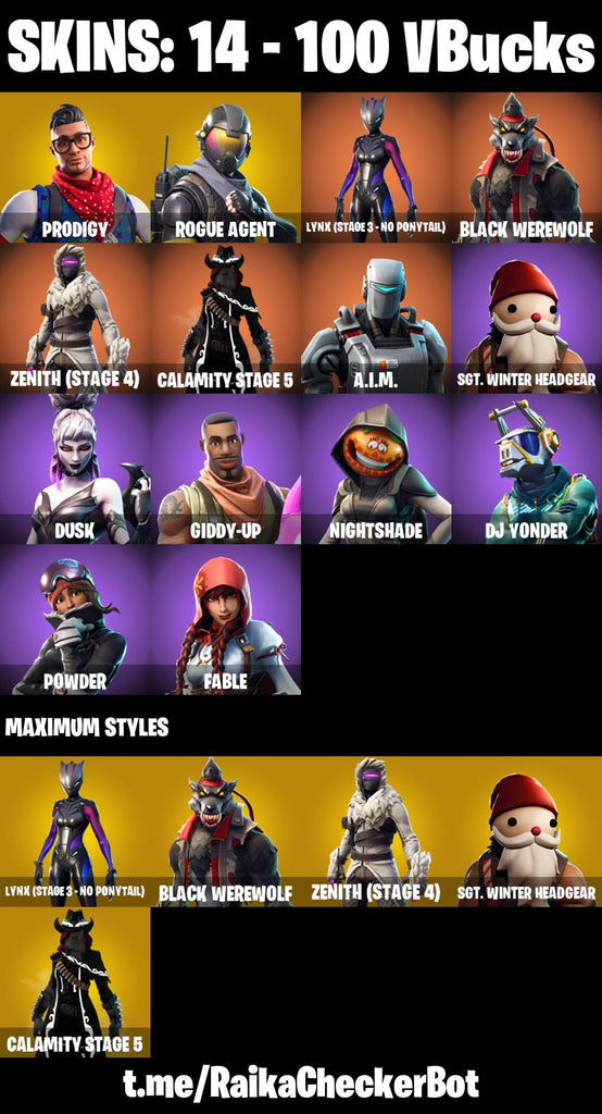 Fortnite Custom Account - 14 Skins | Prodigy | Rogue Agent