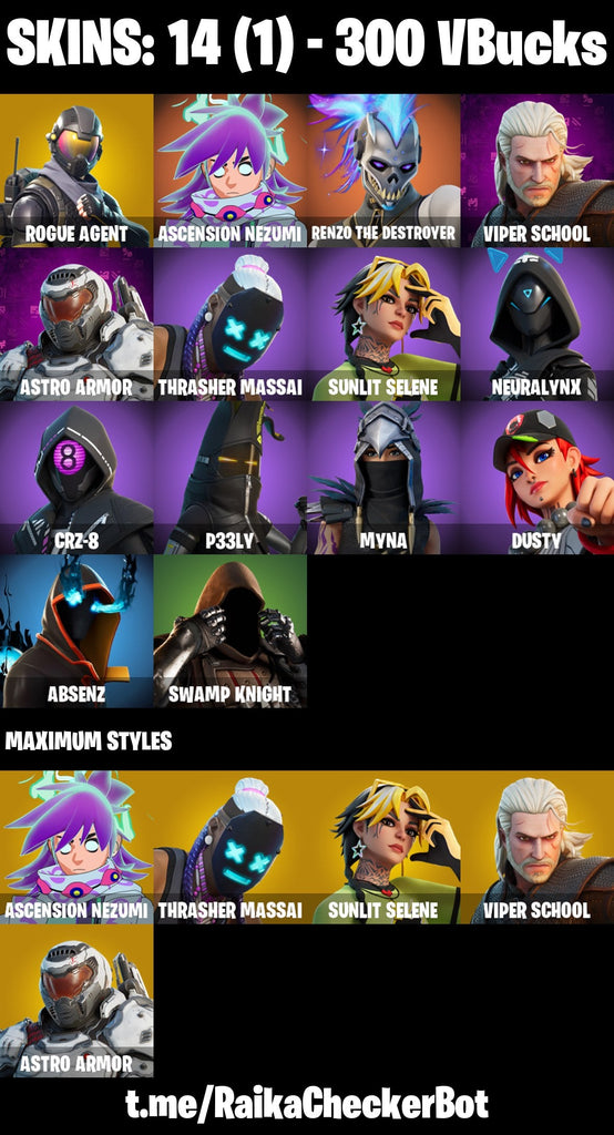 Fortnite Custom Account - 14 Skins | Rogue Agent | Master