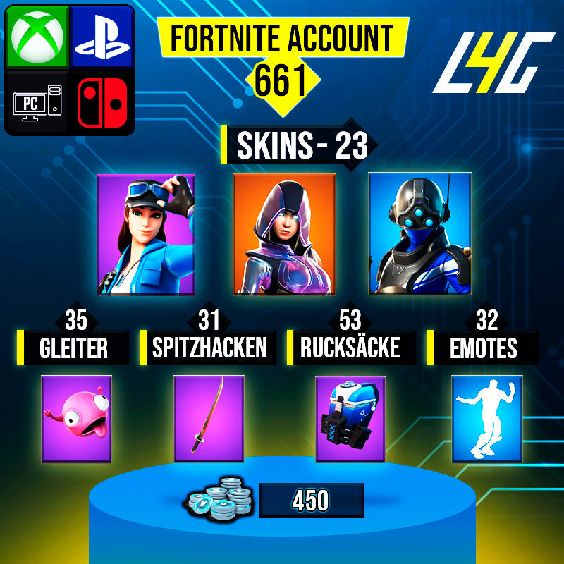 Fortnite Custom Account - 23 Skins | Glow | Trilogy | Cloud