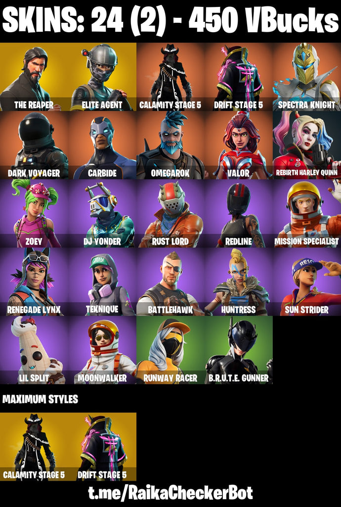 Fortnite Custom Account - 24 Skins | The Reaper | Valor