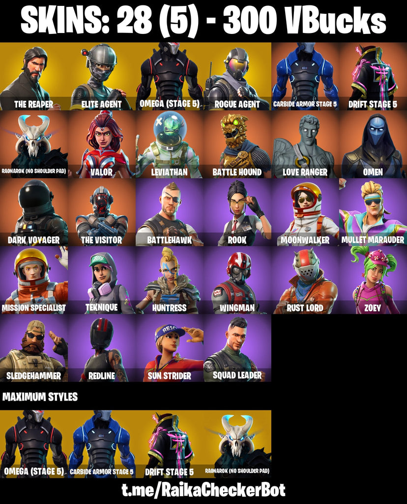 Fortnite Custom Account - 28 Skins | The Reaper | Omega