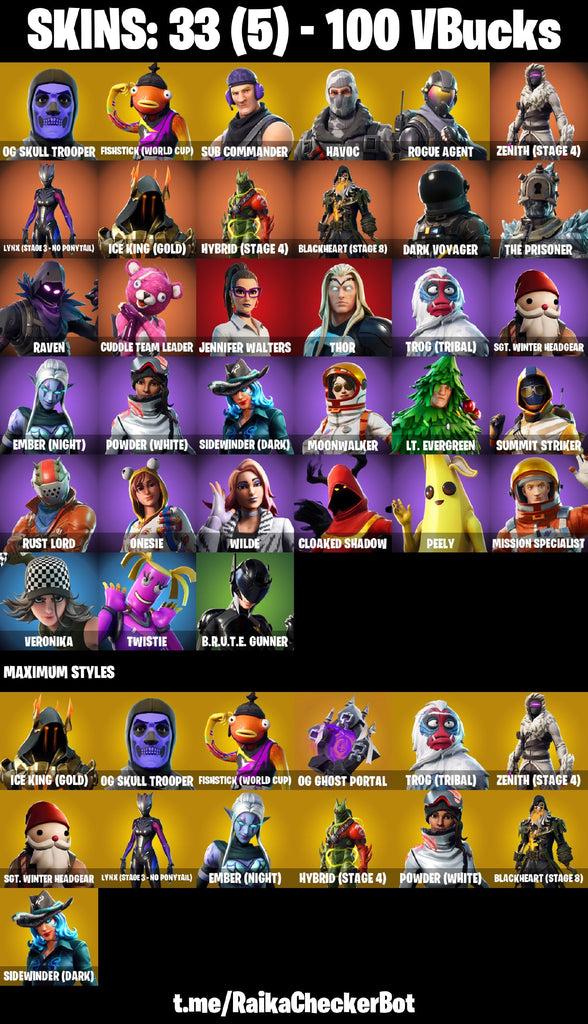 Fortnite Custom Account - 33 Skins | Og Skull Trooper