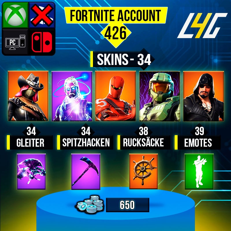 Fortnite Custom Account - 34 Skins | Galaxy | Master Chief