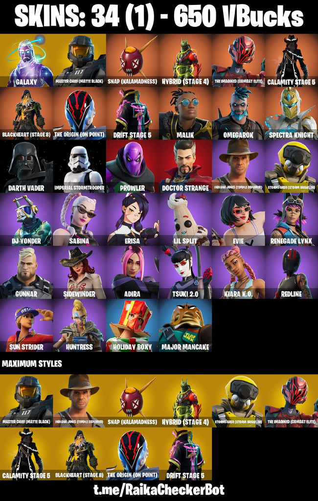 Fortnite Custom Account - 34 Skins | Galaxy | Master Chief