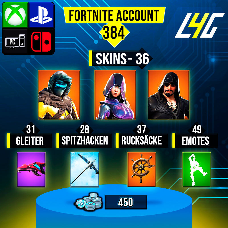 Fortnite Custom Account - 36 Skins | Glow | Blackheart