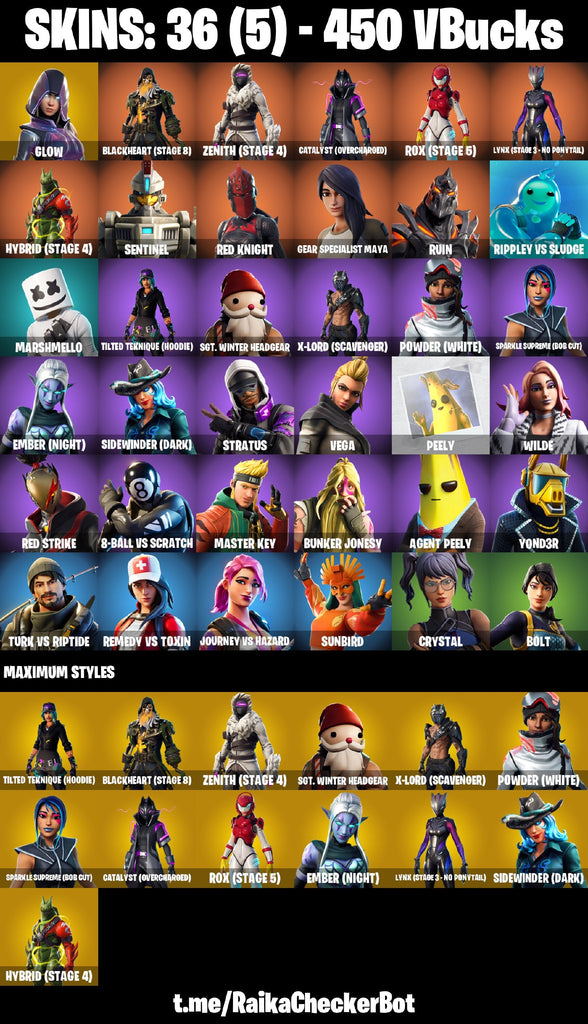 Fortnite Custom Account - 36 Skins | Glow | Blackheart