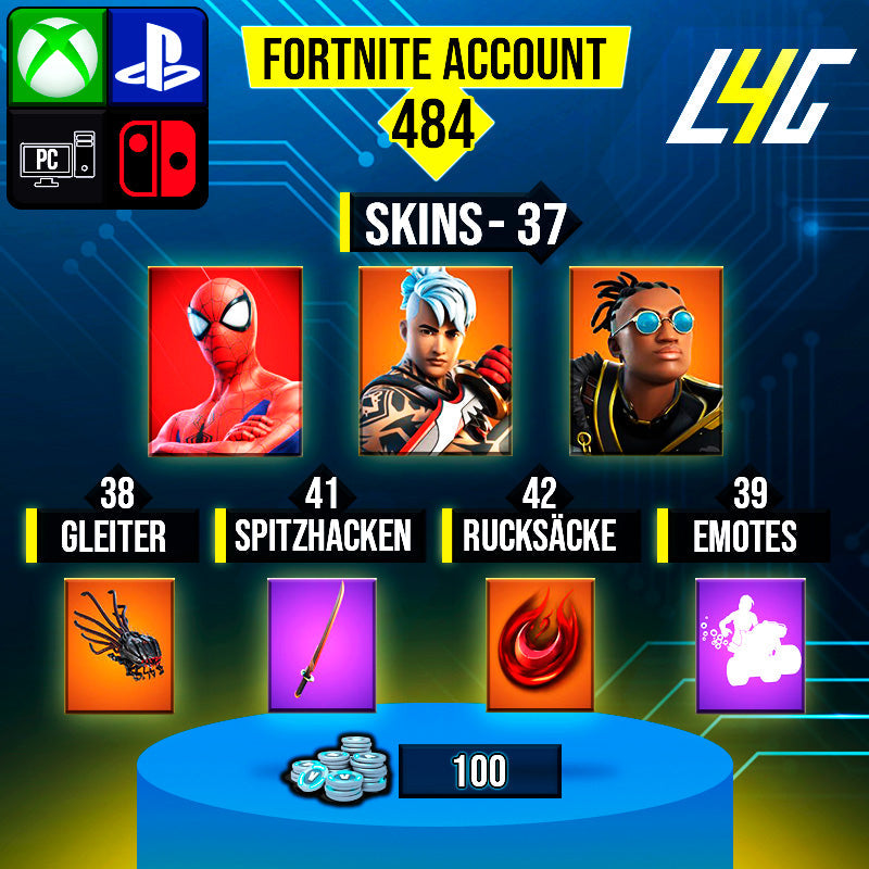 Fortnite Custom Account - 37 Skins | Ronin | Malik | Spider