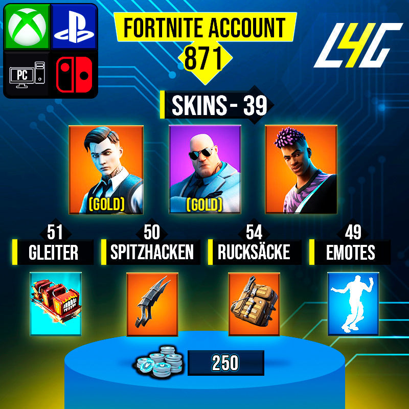 Fortnite Custom Account - 39 Skins | Gold Brutus | Gold