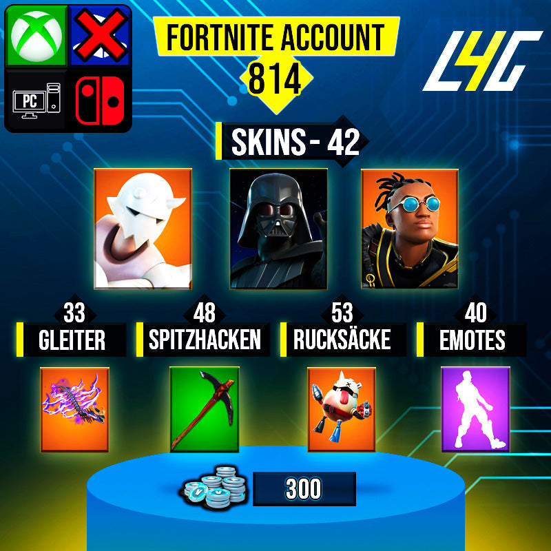 Fortnite Custom Account - 42 Skins | Malik | Snap | Darth