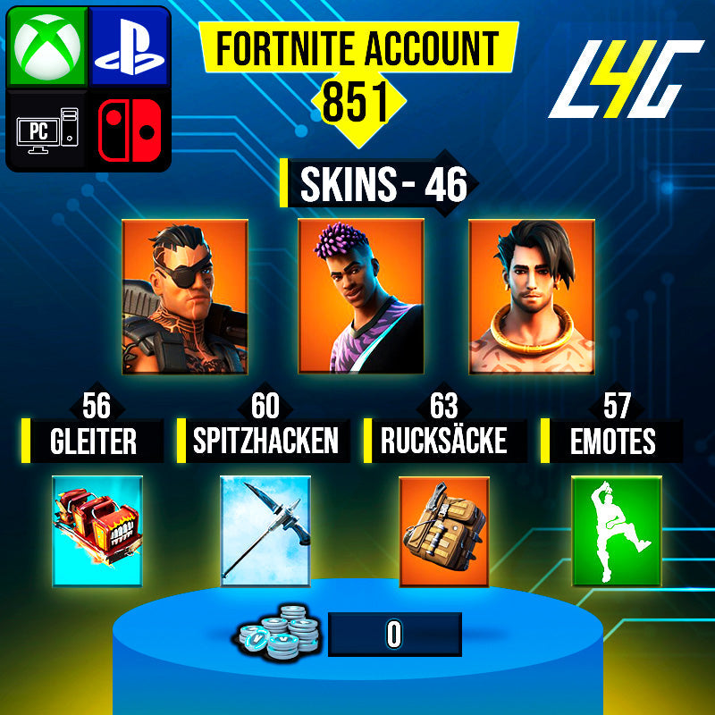 Fortnite Custom Account - 46 Skins | Fade | Raz | Joey