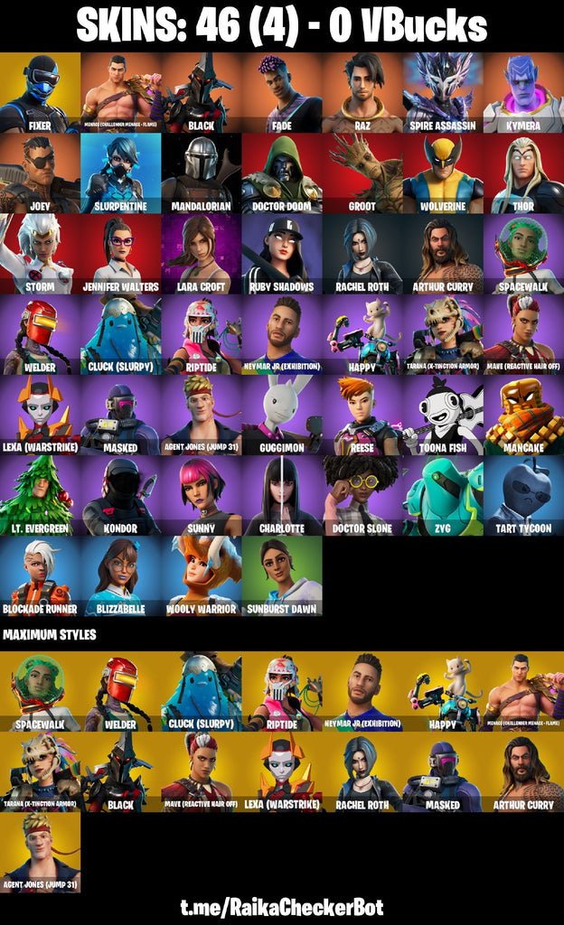 Fortnite Custom Account - 46 Skins | Fade | Raz | Joey