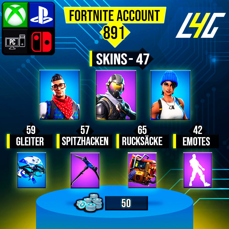 Fortnite Custom Account - 47 Skins | Blue Team Leader