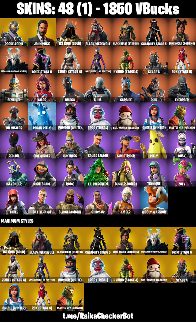 Fortnite Custom Account - 48 Skins | Rogue Agent | John