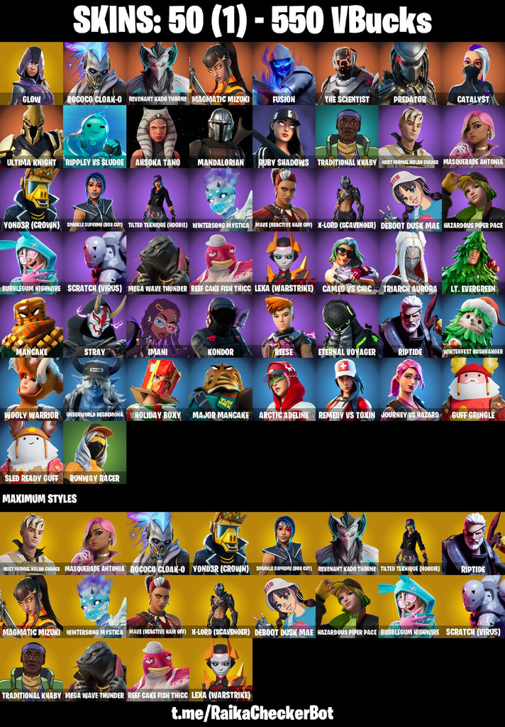 Fortnite Custom Account - 50 Skins | Glow | Fusion