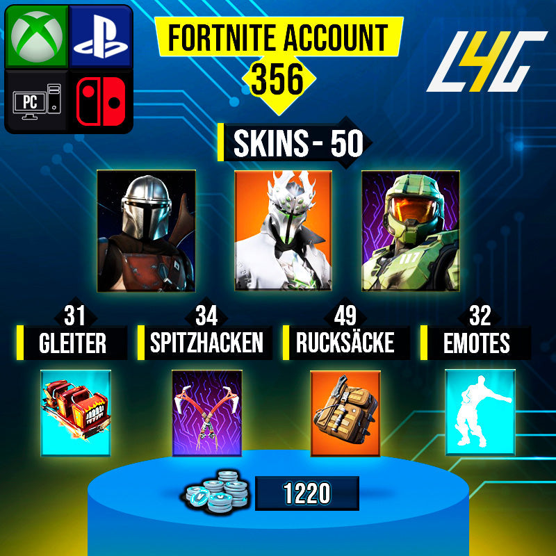 Fortnite Custom Account - 50 Skins | Master Chief | Rogue