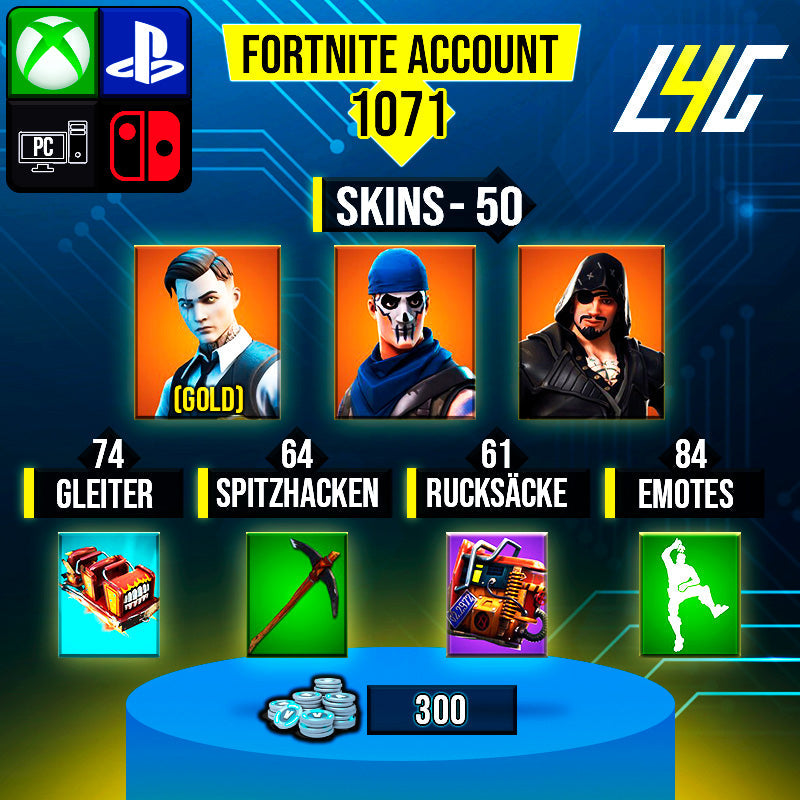 Fortnite Custom Account - 50 Skins | OG STW | Gold Midas