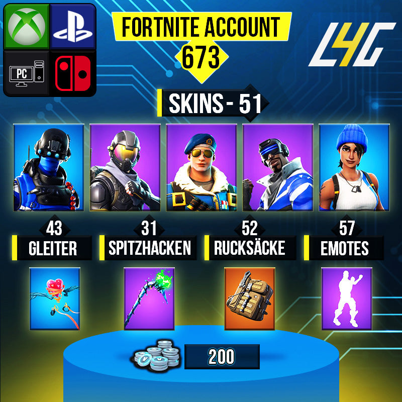 Fortnite Custom Account - 51 Skins | Blue Team Leader