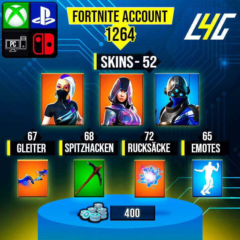 Fortnite Custom Account - 52 Skins | Glow | Trilogy