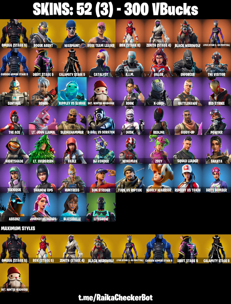 Fortnite Custom Account - 52 Skins | OG STW | Omega (Stage