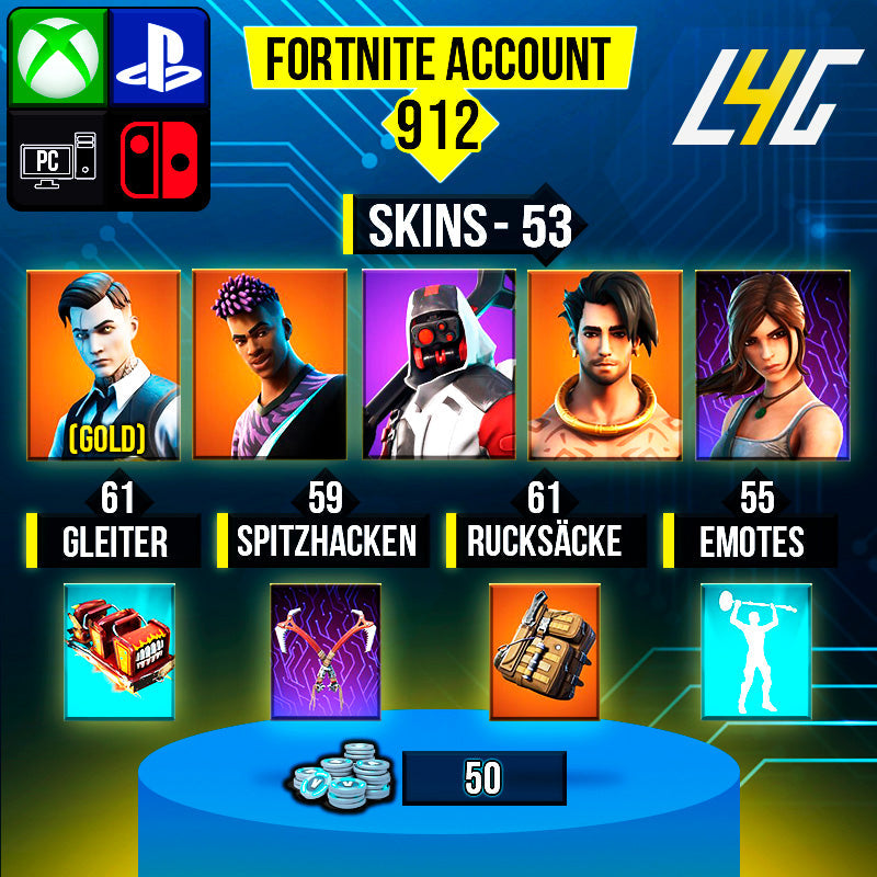 Fortnite Custom Account - 53 Skins | Double Helix | Gold