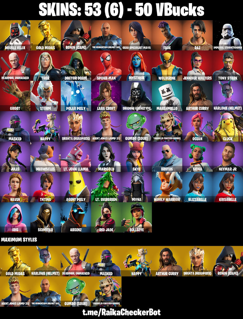 Fortnite Custom Account - 53 Skins | Double Helix | Gold