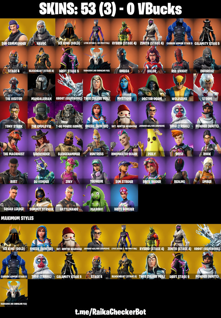 Fortnite Custom Account - 53 Skins | Havoc | The Ice King