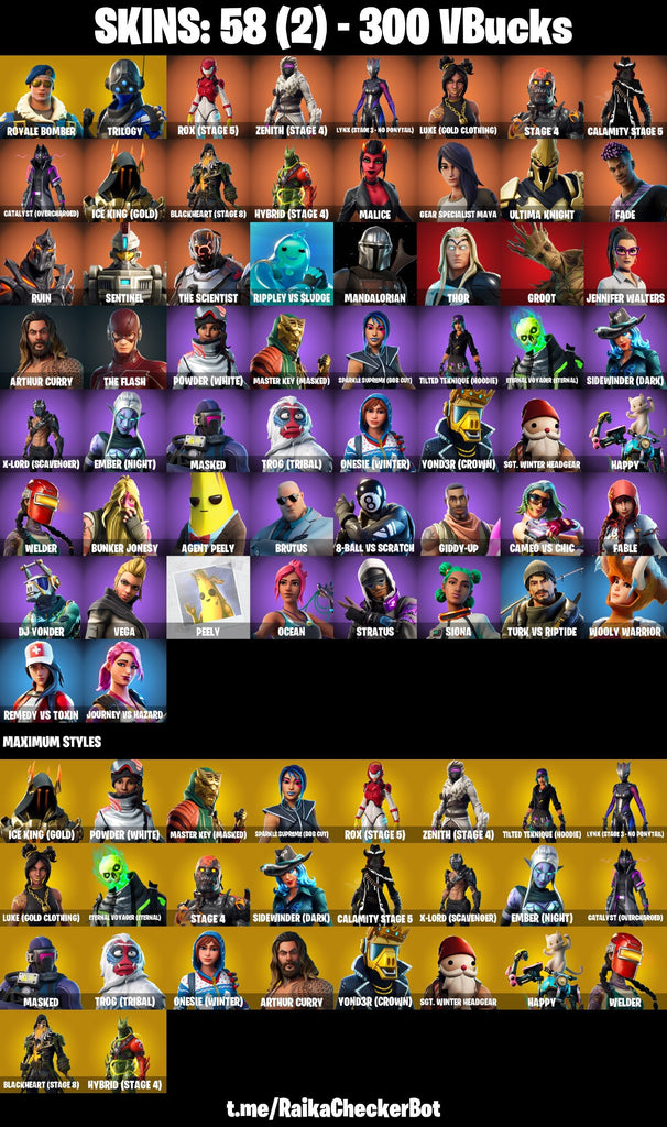 Fortnite Custom Account - 58 Skins | Royale Bomber