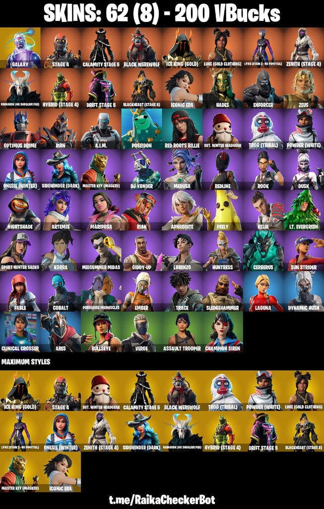 Fortnite Custom Account - 62 Skins | Galaxy | The Ice King