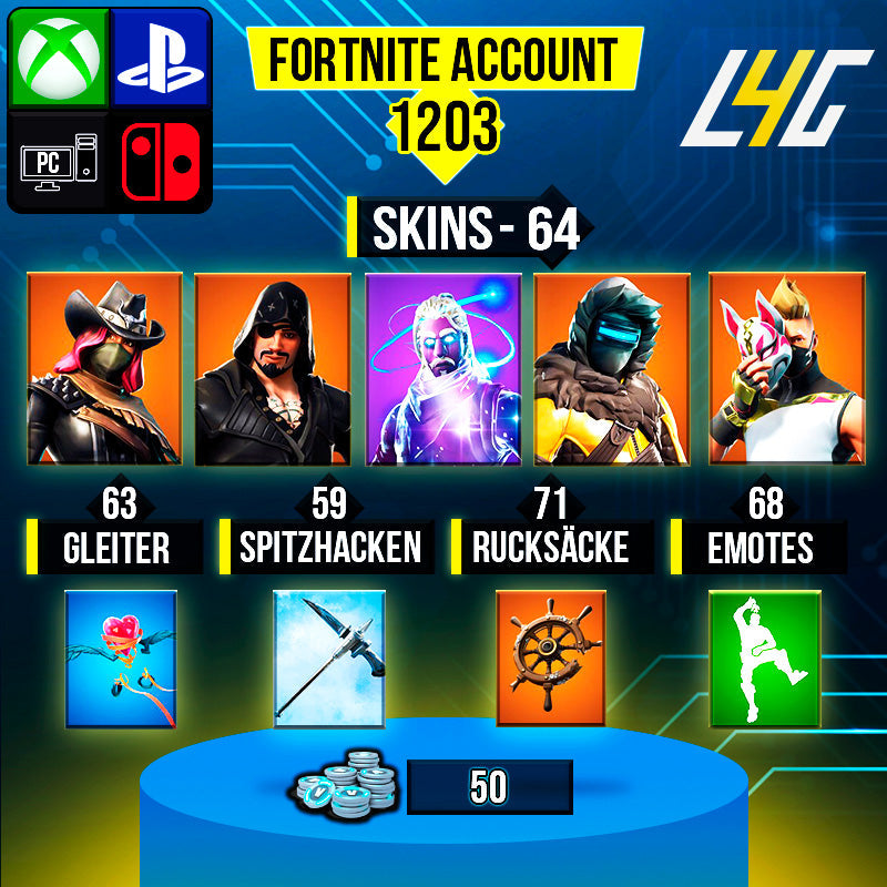 Fortnite Custom Account - 64 Skins | Galaxy | Drift