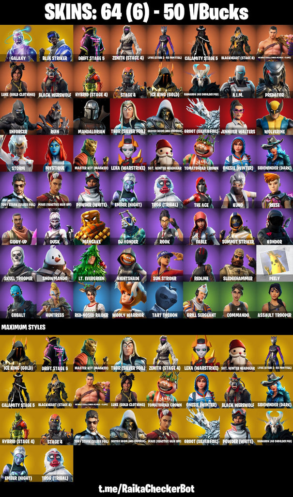 Fortnite Custom Account - 64 Skins | Galaxy | Drift