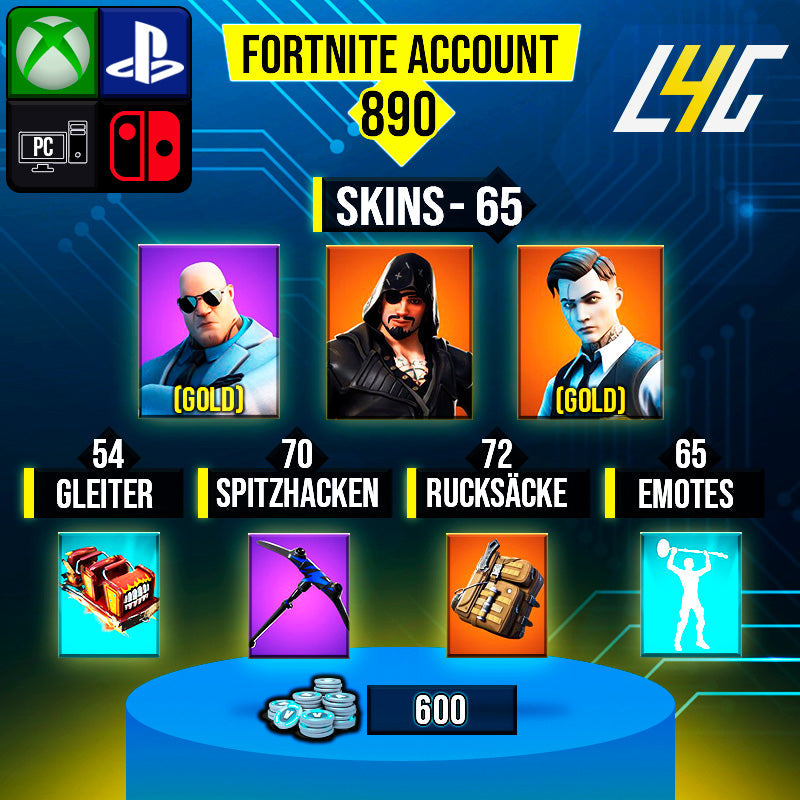 Fortnite Custom Account - 65 Skins | Gold Brutus | Gold Midas ...