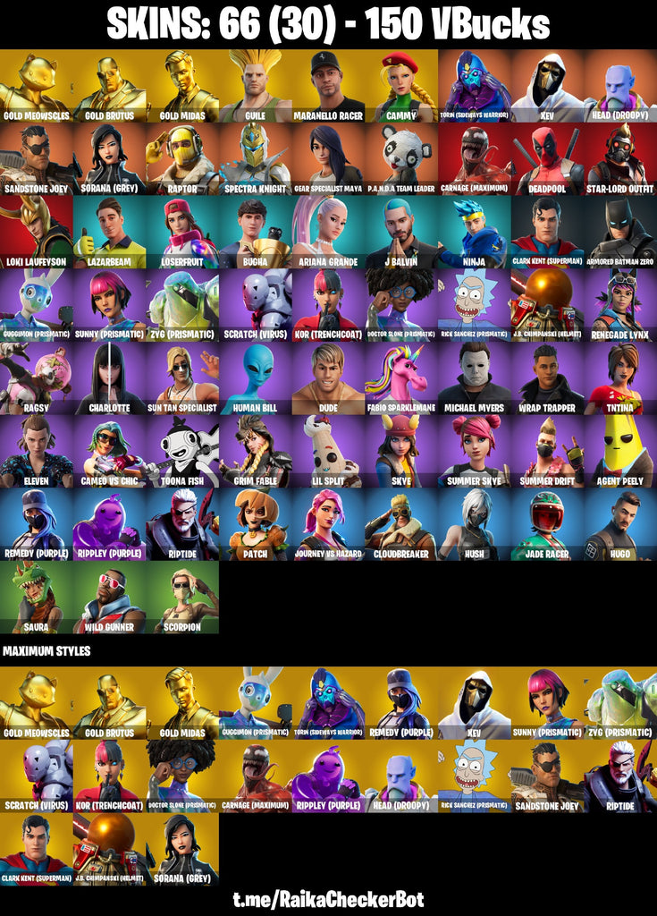 Fortnite Custom Account - 66 Skins | Gold Brutus | Gold