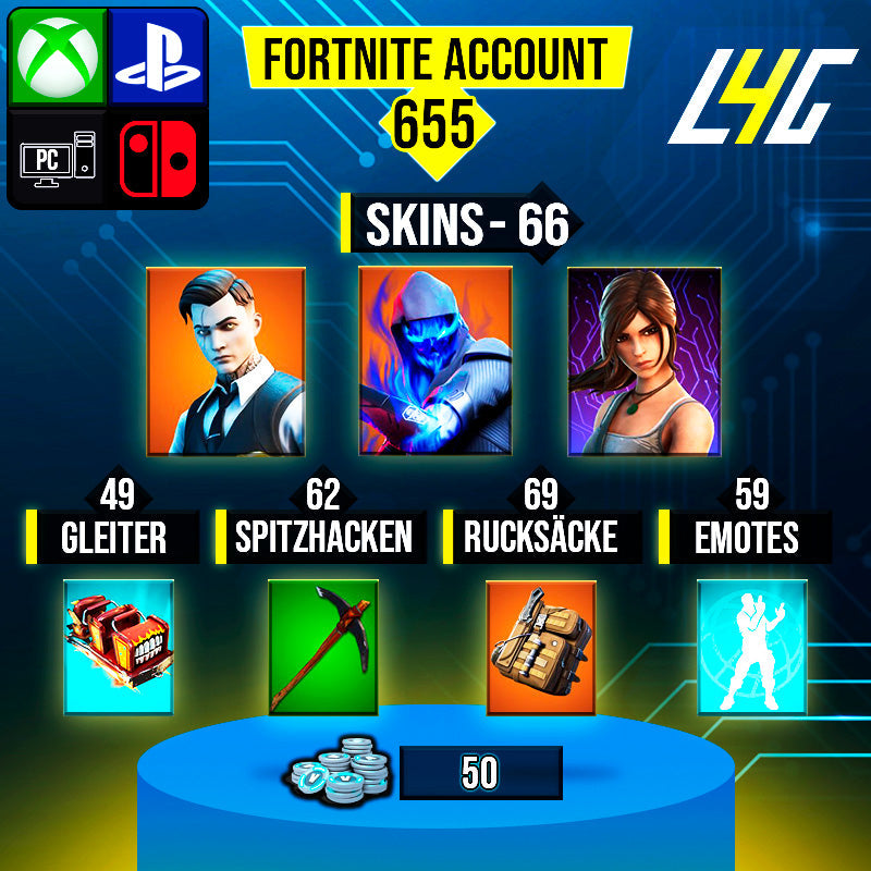 Fortnite Custom Account - 66 Skins | Midas | Fusion | Lara