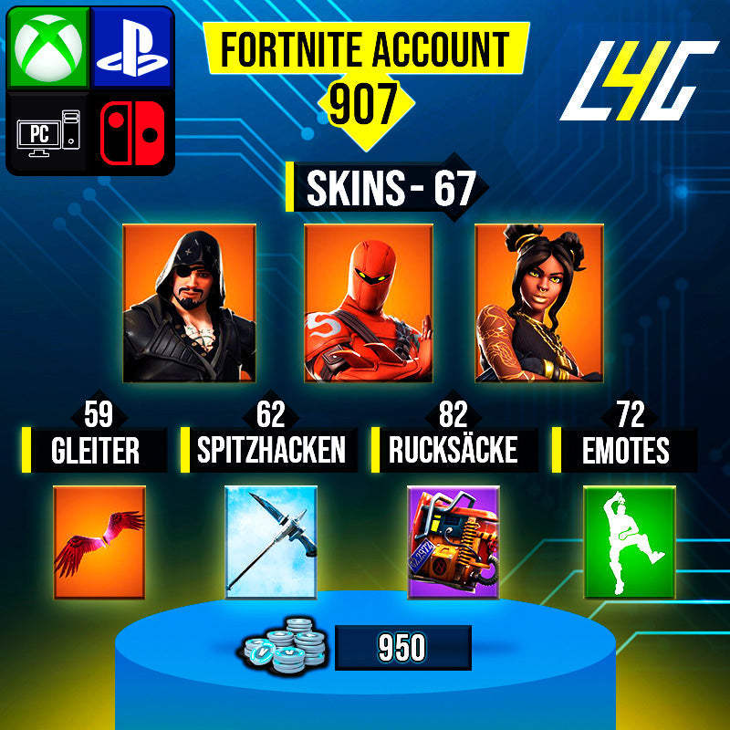 Fortnite Custom Account - 67 Skins | Blackheart | Hybrid