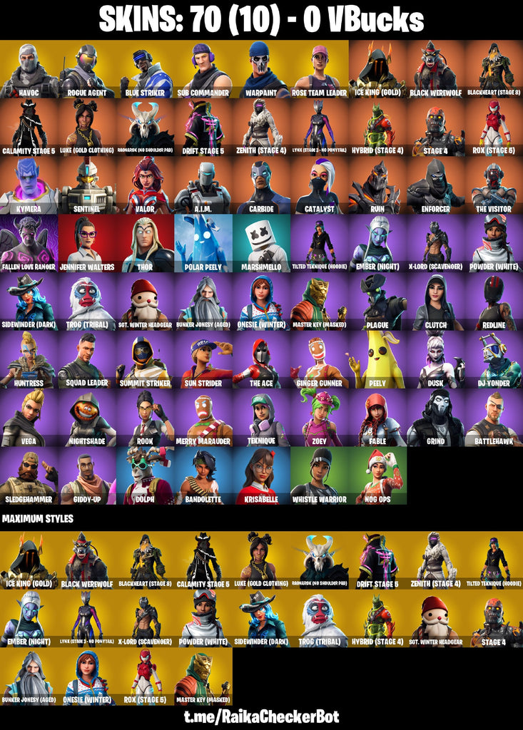 Fortnite Custom Account - 70 Skins | OG STW | Havoc | Rogue