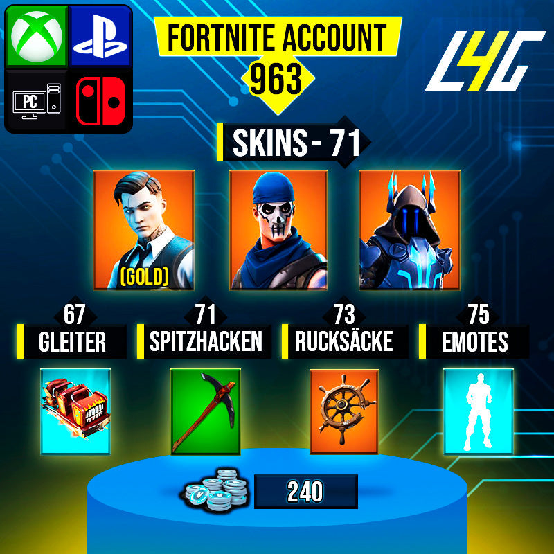 Fortnite Custom Account - 71 Skins | OG STW | Gold Midas