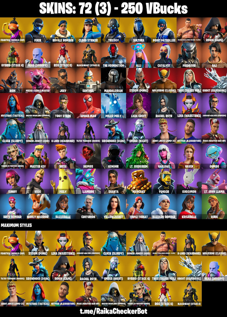 Fortnite Custom Account - 72 Skins | Royale Bomber