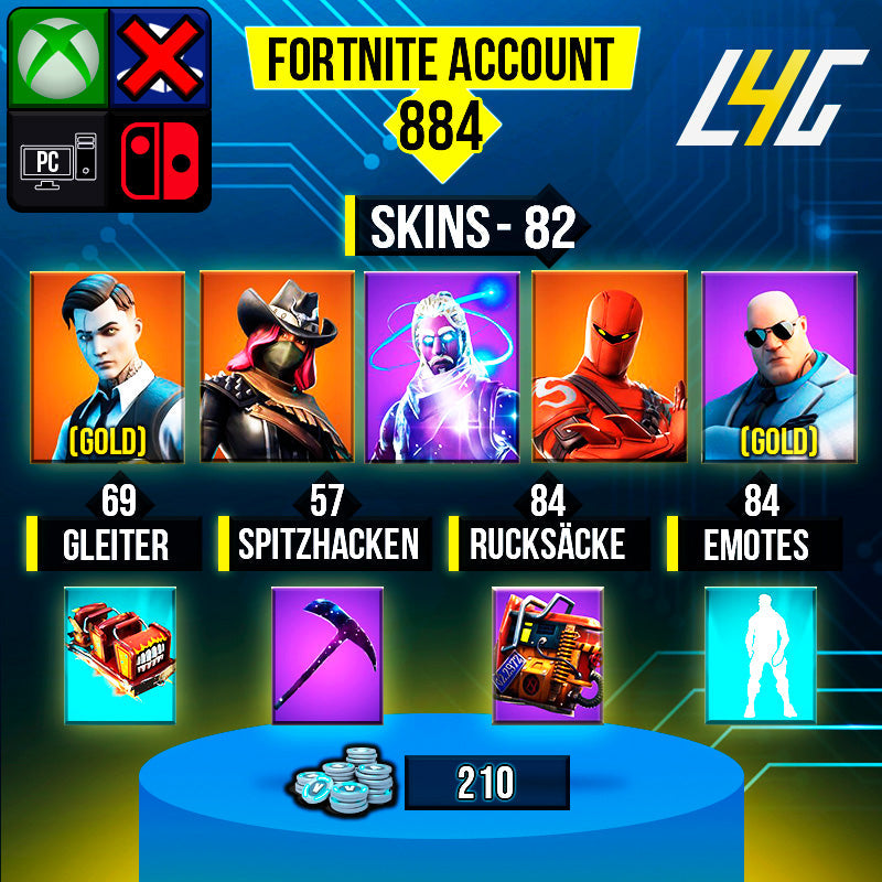 Fortnite Custom Account - 82 Skins | Galaxy | Gold Brutus