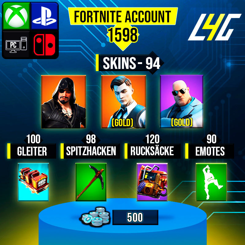 Fortnite Custom Account - 94 Skins | Gold Brutus | Gold