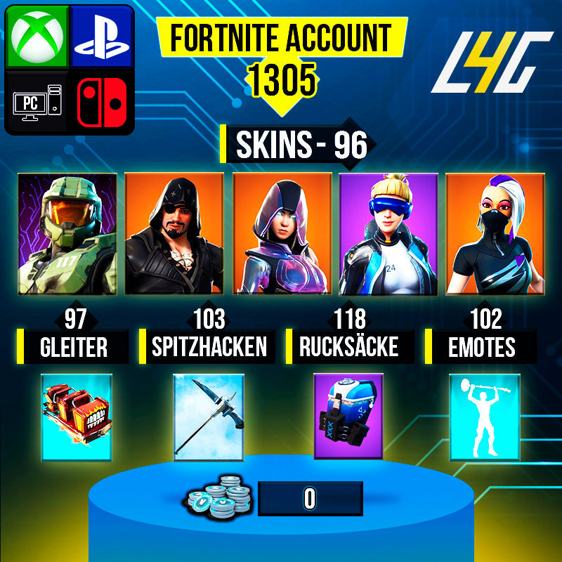 Fortnite Custom Account - 96 Skins | Glow | Neo Versa