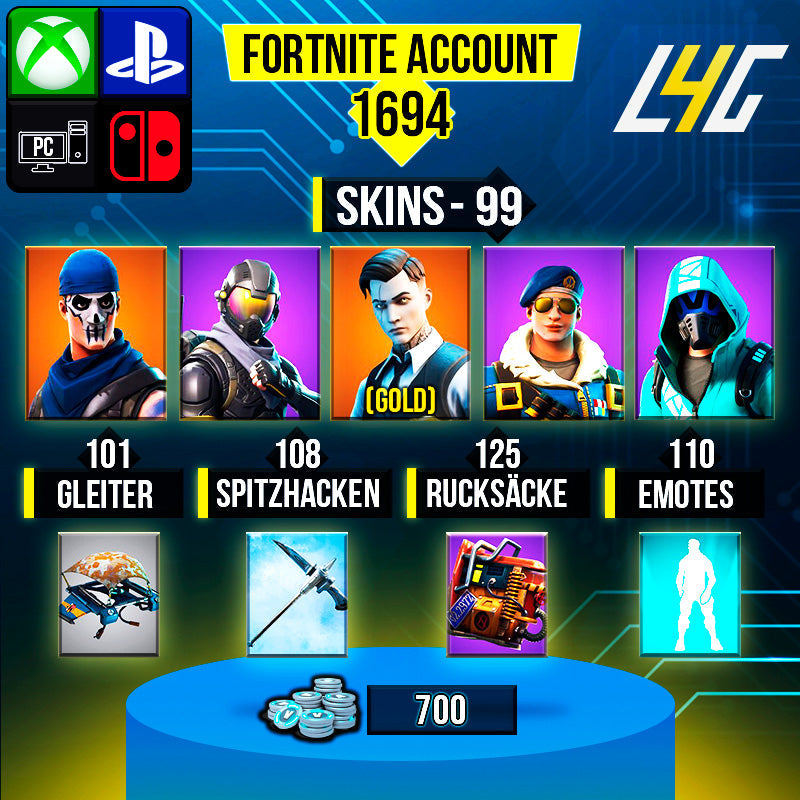 Fortnite Custom Account - 99 Skins | Surf Strider | Royale